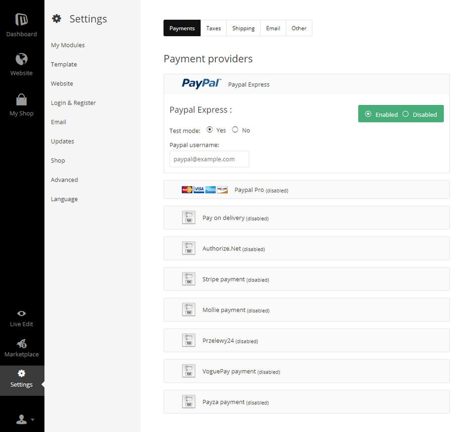 Microweber Screenshot 1