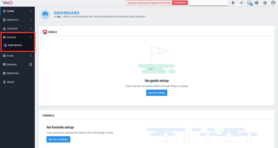 VWO Deploy Screenshot 1