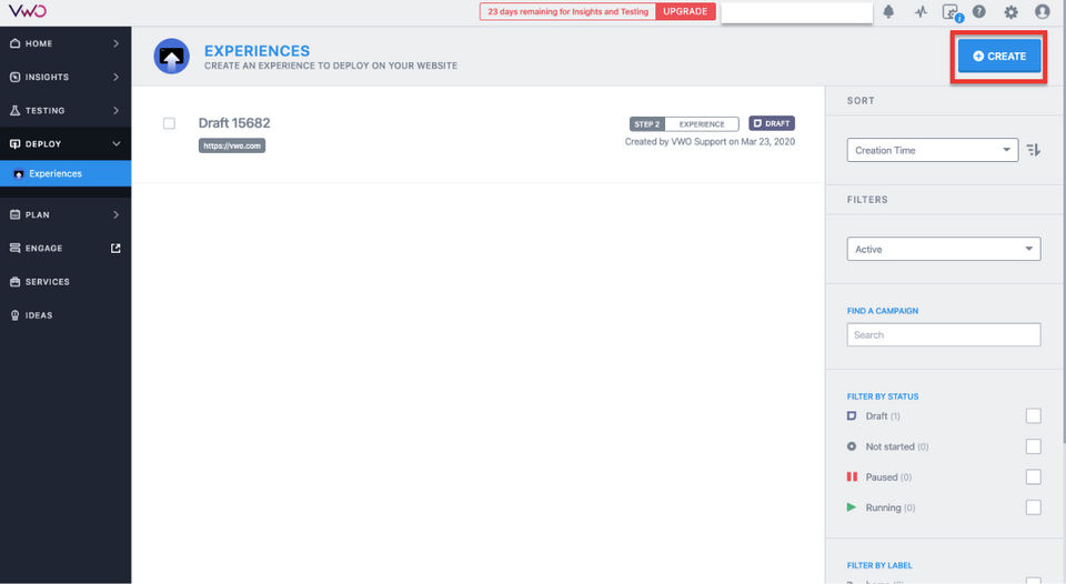 VWO Deploy Screenshot 2