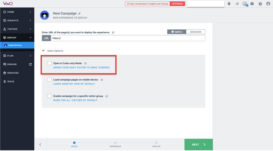 VWO Deploy Screenshot 4