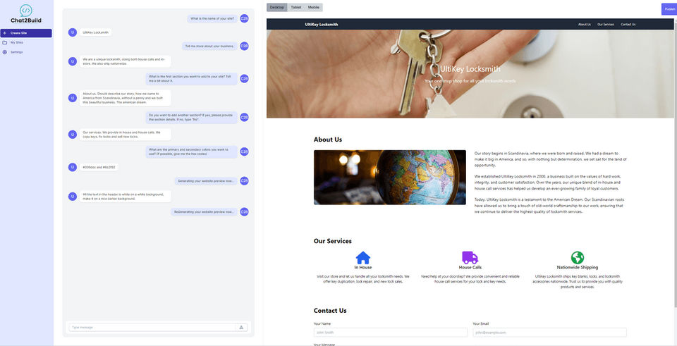 Chat2Build Screenshot 1